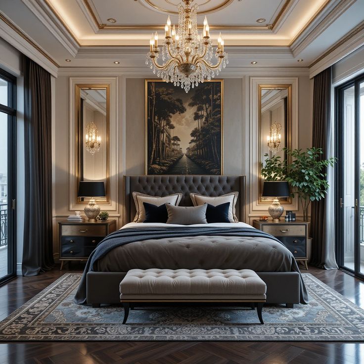 Golden Crest Mansion glam decor design for a master bedroom
